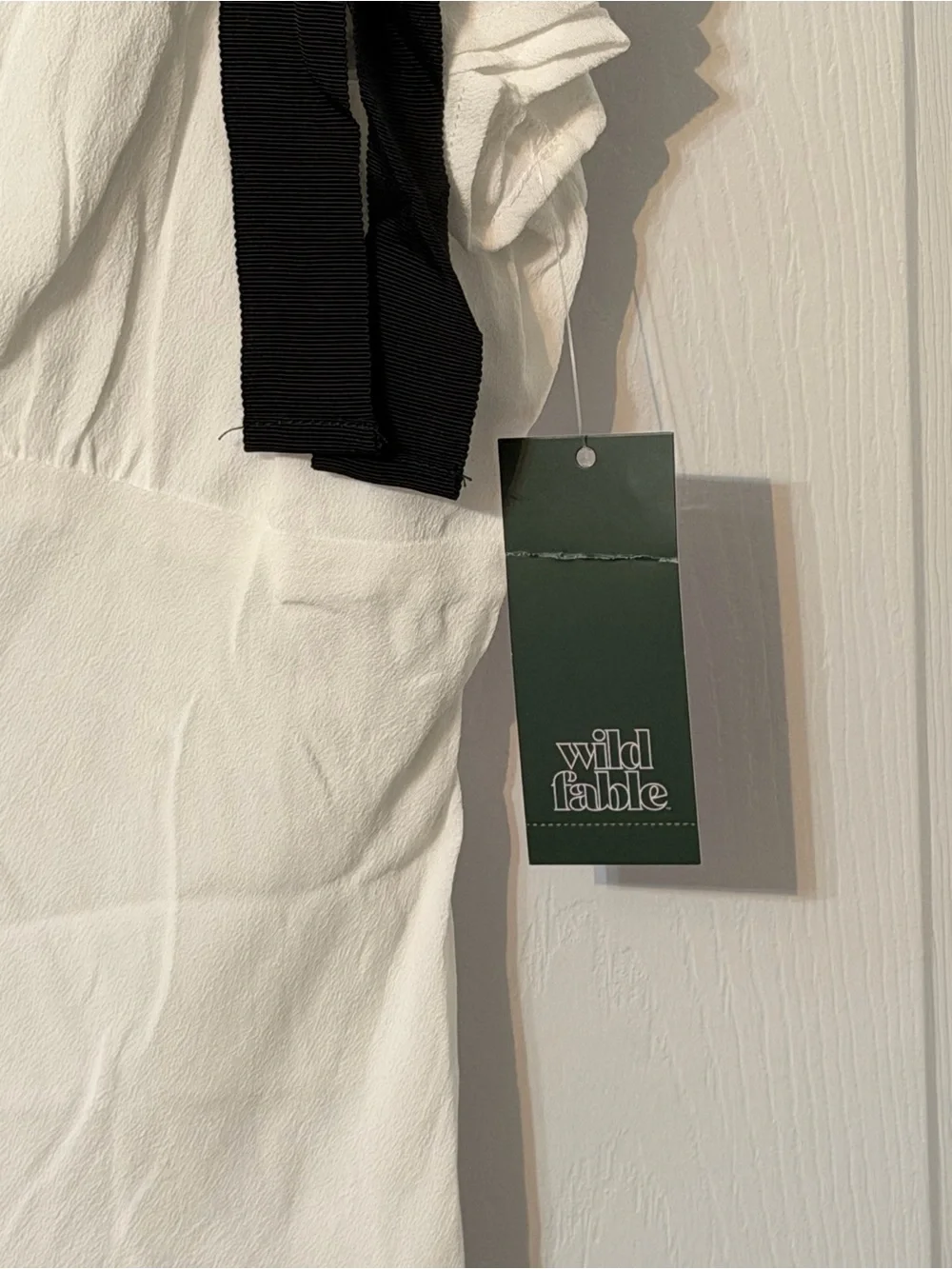 wild fable White Dress with Black Bows Detail